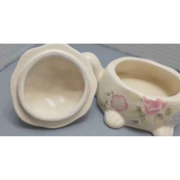 Pfaltzgraff Tea Rose Turtle Storage Trinket Box Ceramic Roses Flowers - Chipped - Picture 7 of 10